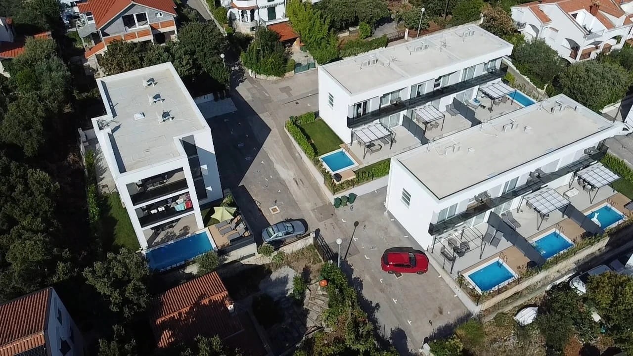 Aerial view of the Kožino coastline at Three-Bedroom Apartment Near the Sea