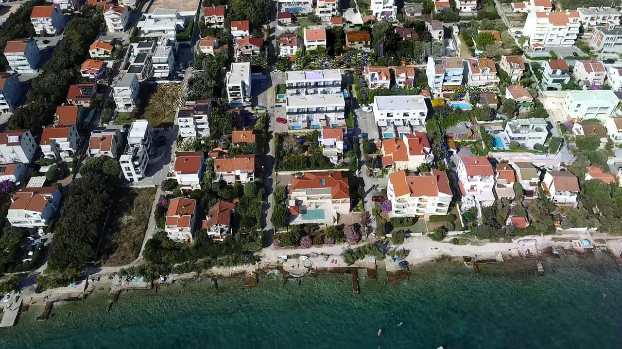 Aerial view of the Kožino coastline at Three-Bedroom Apartment with Private Pool Near the Sea