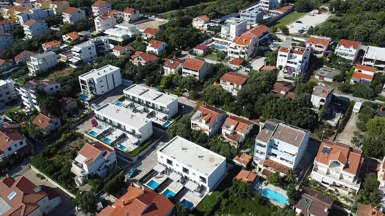 Aerial view of the Kožino coastline at Three-Bedroom Apartment with Private Pool Near the Sea