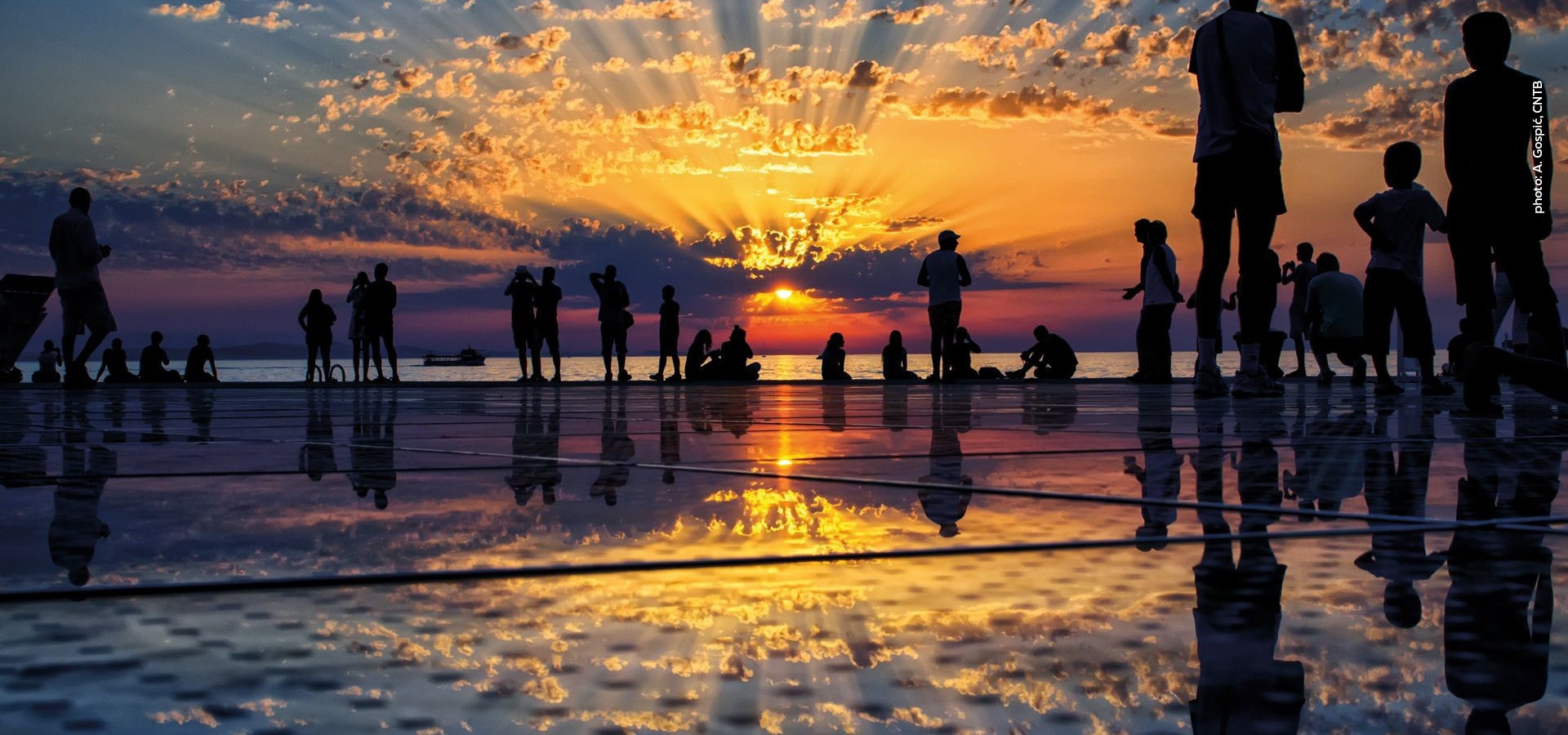 Sunset gathering on Zadar's western waterfront