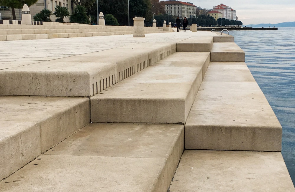 Stone steps and sound openings of the Sea Organ on Zadar's waterfront